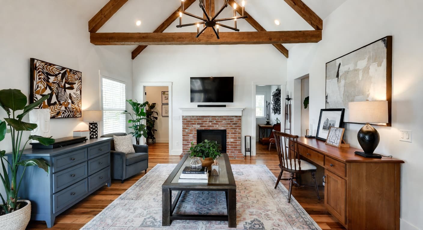 Southwestern craft room / studio interior design - featuring southwestern style furniture, decor, colors, and layout ideas for your craft room / studio