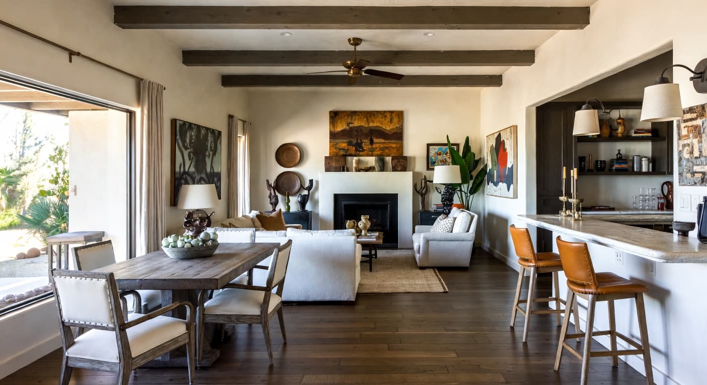 Southwestern game room interior design - featuring southwestern style furniture, decor, colors, and layout ideas for your game room