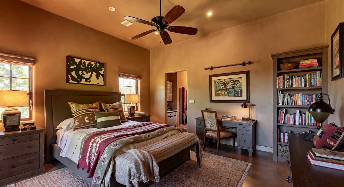 Southwestern kids room interior design - featuring southwestern style furniture, decor, colors, and layout ideas for your kids room