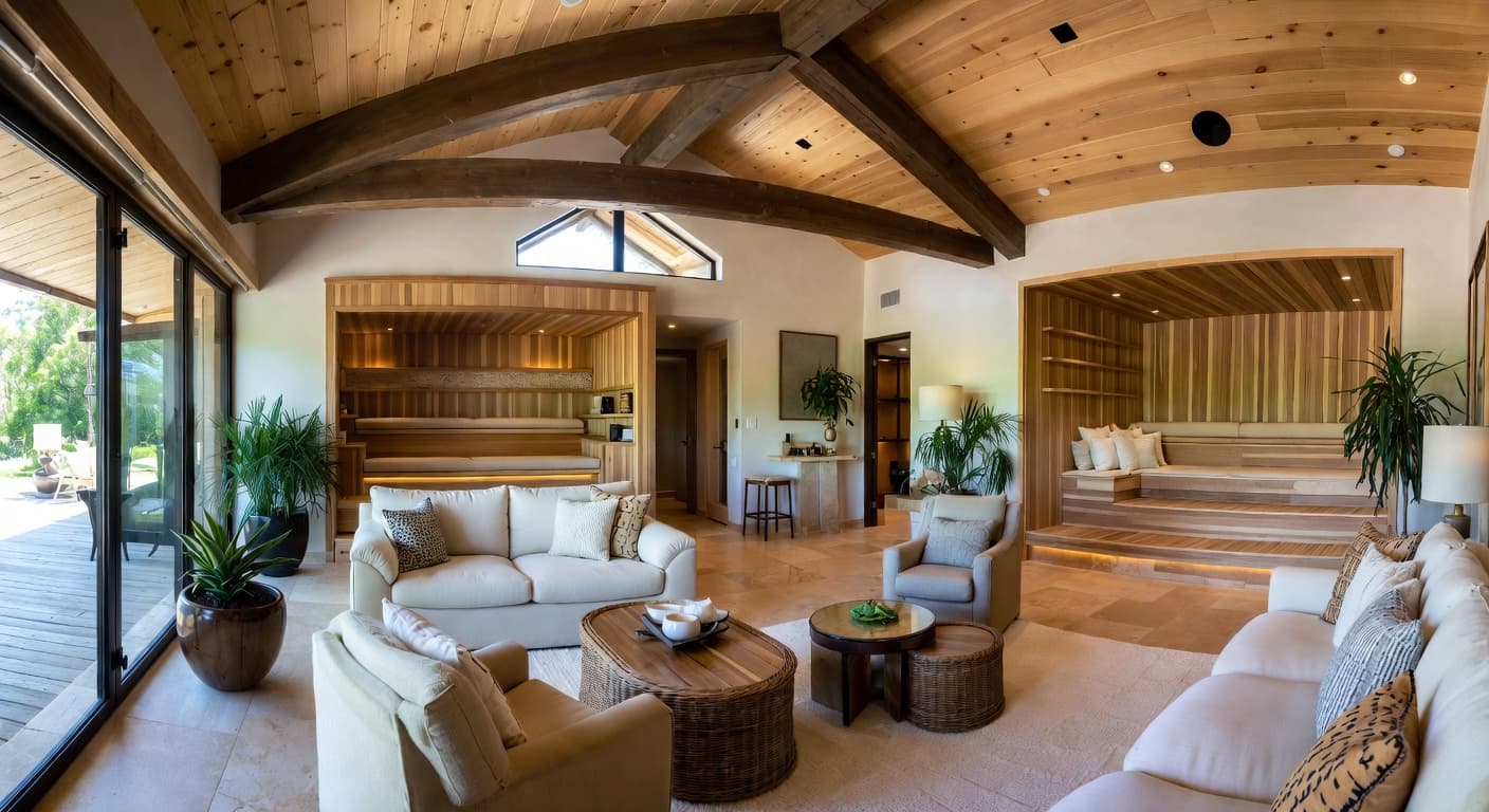 Southwestern sauna / spa room interior design - featuring southwestern style furniture, decor, colors, and layout ideas for your sauna / spa room