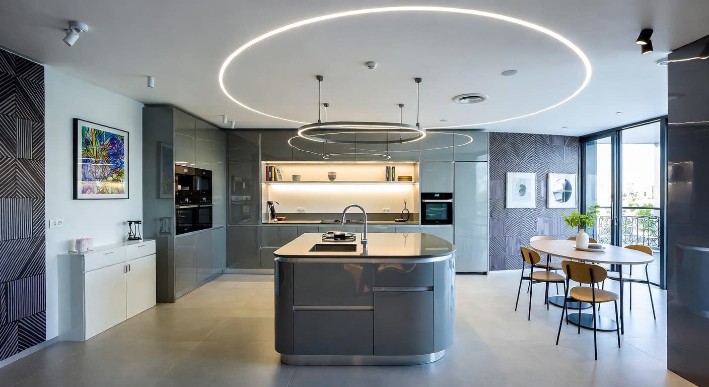 Space Age utility room interior design - featuring space age style furniture, decor, colors, and layout ideas for your utility room