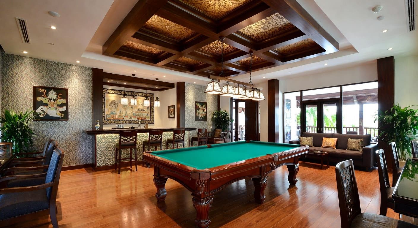 Thai billiards room interior design - featuring thai style furniture, decor, colors, and layout ideas for your billiards room