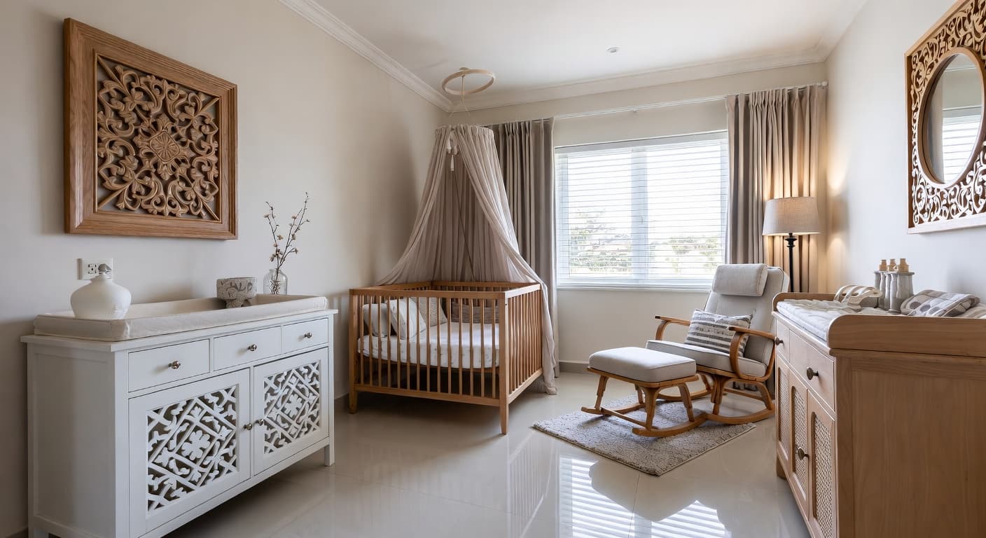Thai nursery interior design - featuring thai style furniture, decor, colors, and layout ideas for your nursery
