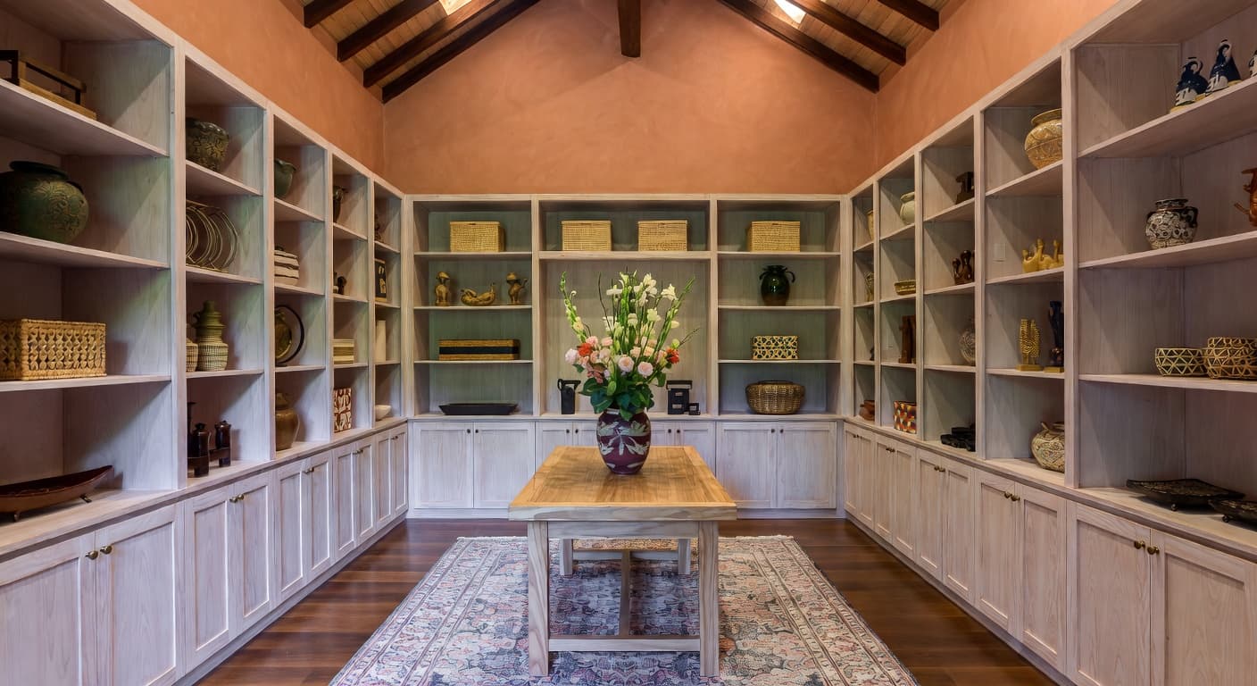 Thai storage room interior design - featuring thai style furniture, decor, colors, and layout ideas for your storage room