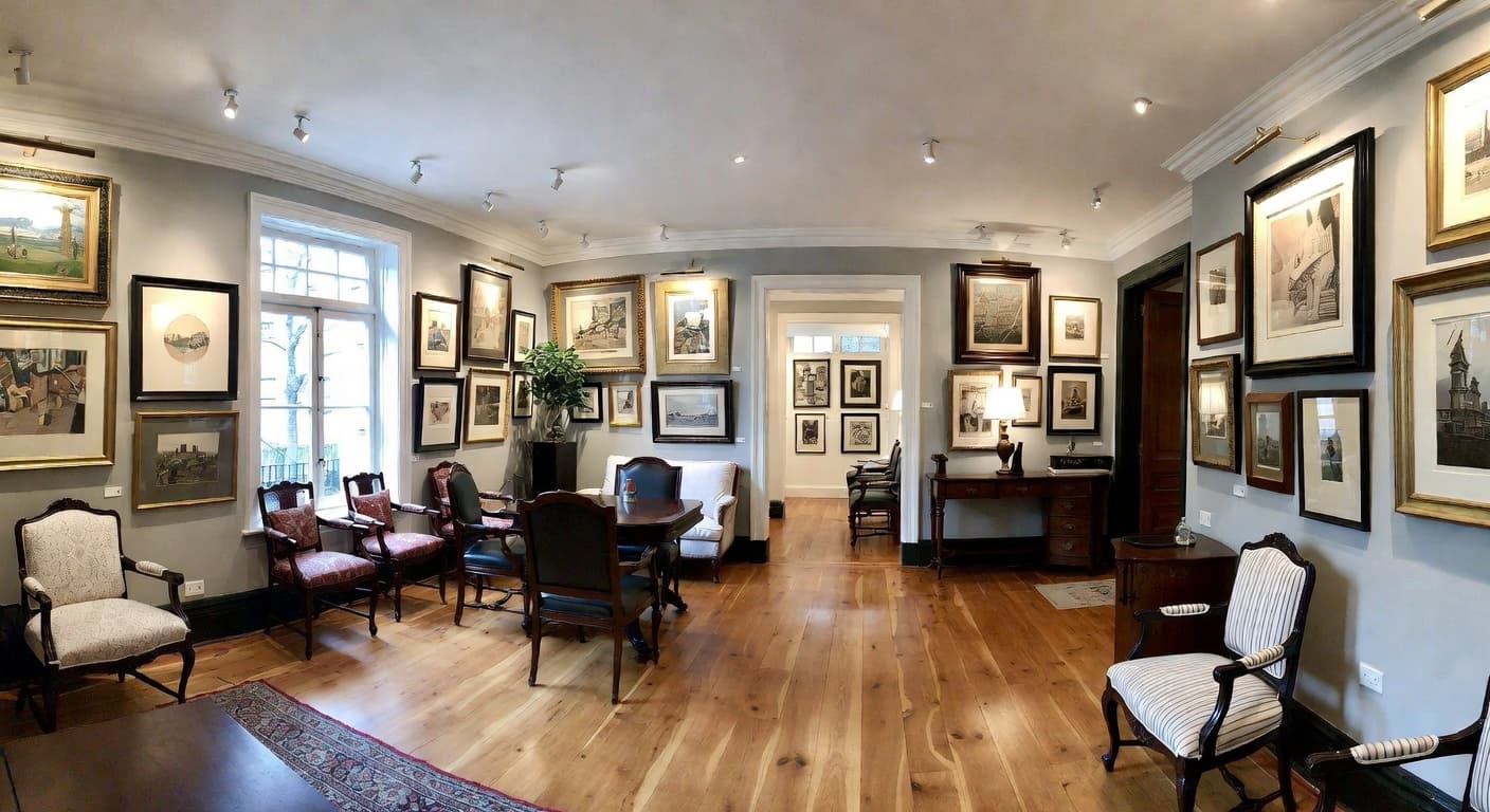 Traditional gallery / art display interior design - featuring traditional style furniture, decor, colors, and layout ideas for your gallery / art display