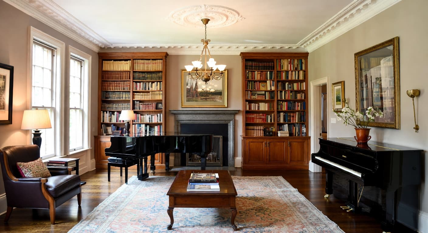 Traditional music room interior design - featuring traditional style furniture, decor, colors, and layout ideas for your music room