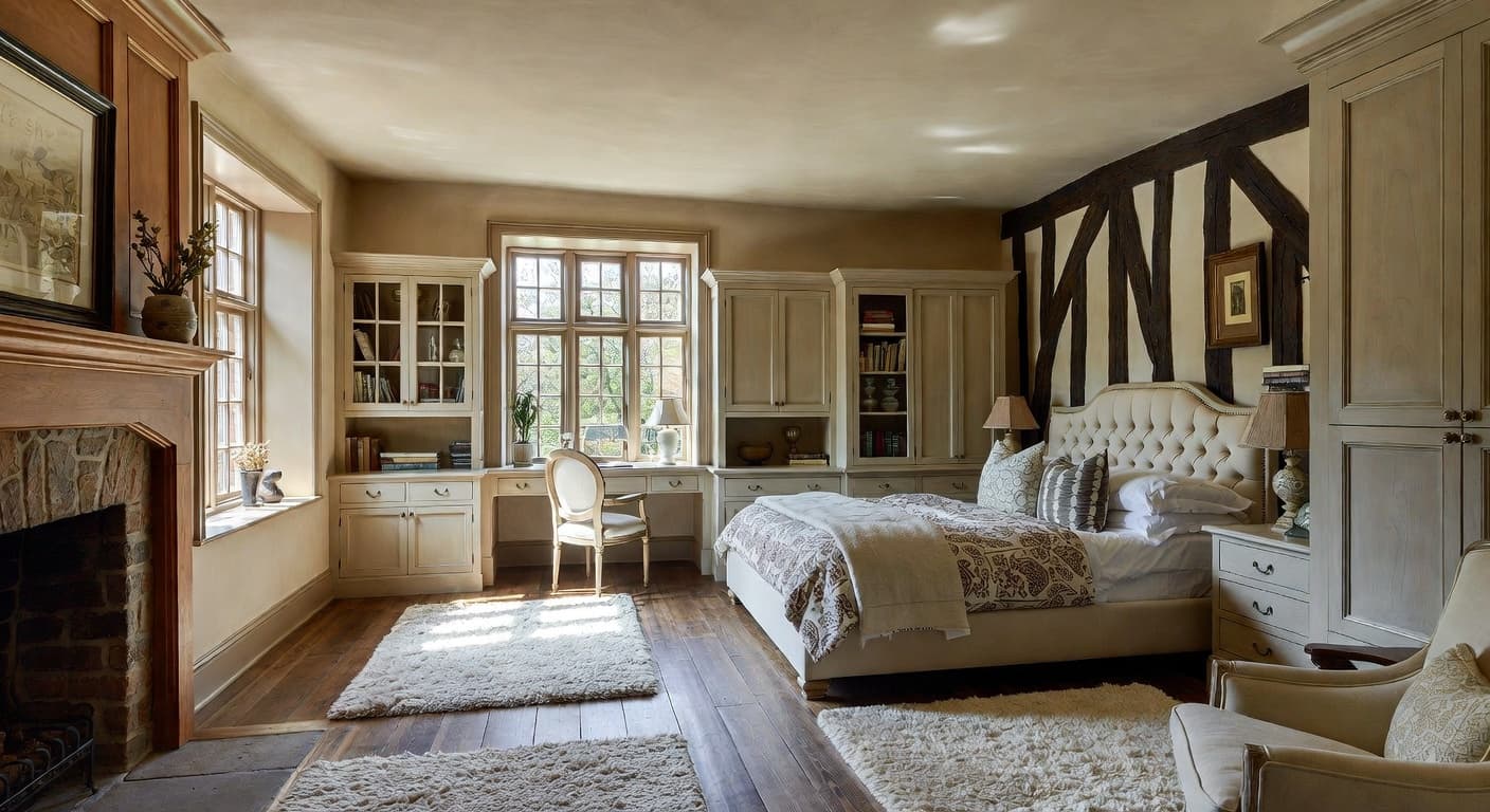 Tudor kids room interior design - featuring tudor style furniture, decor, colors, and layout ideas for your kids room