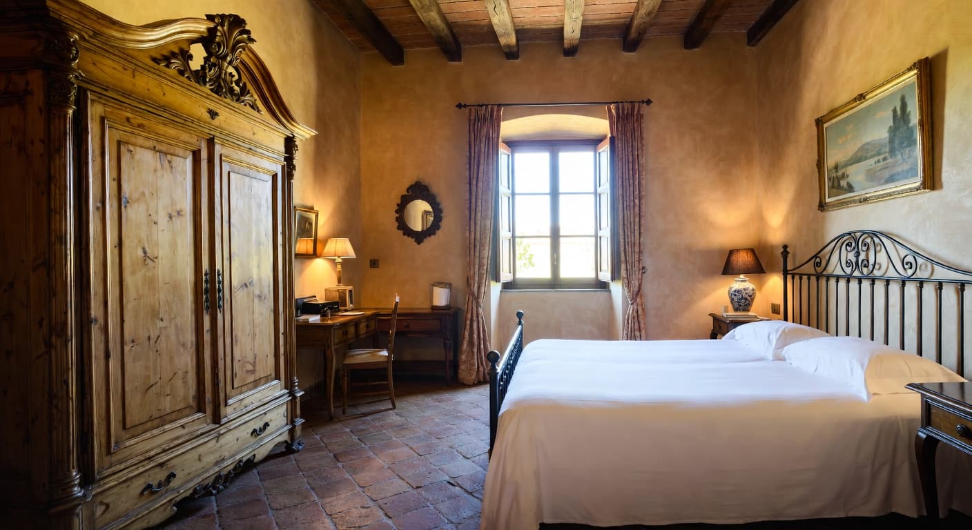 Tuscan guest room interior design - featuring tuscan style furniture, decor, colors, and layout ideas for your guest room