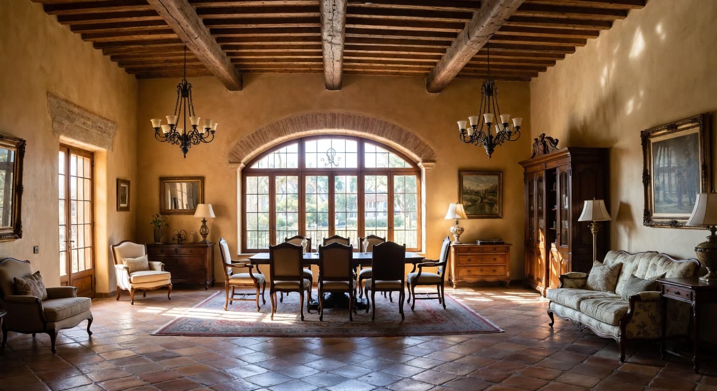 Tuscan multi-purpose room interior design - featuring tuscan style furniture, decor, colors, and layout ideas for your multi-purpose room