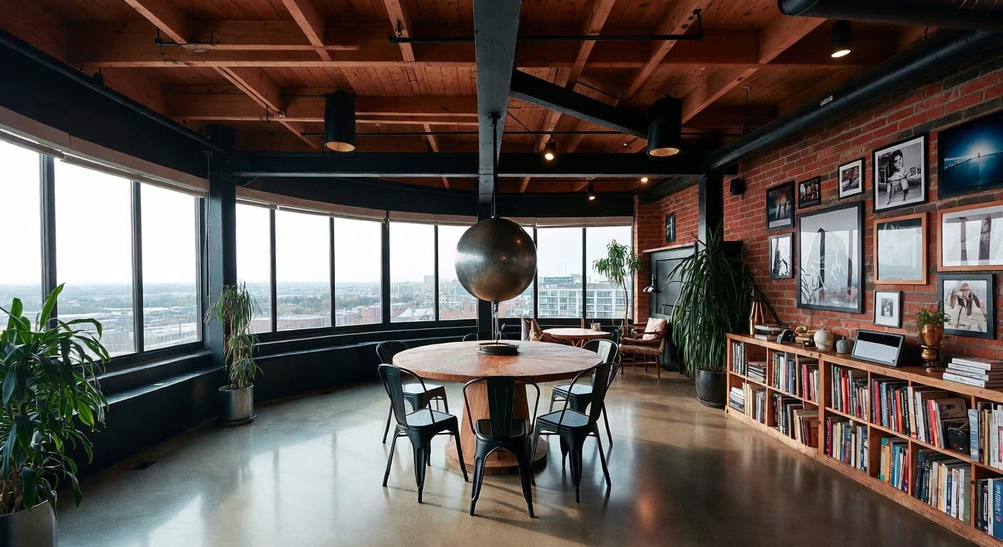 Urban observatory interior design - featuring urban style furniture, decor, colors, and layout ideas for your observatory