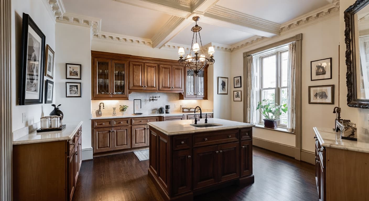 Victorian butler's pantry interior design - featuring victorian style furniture, decor, colors, and layout ideas for your butler's pantry