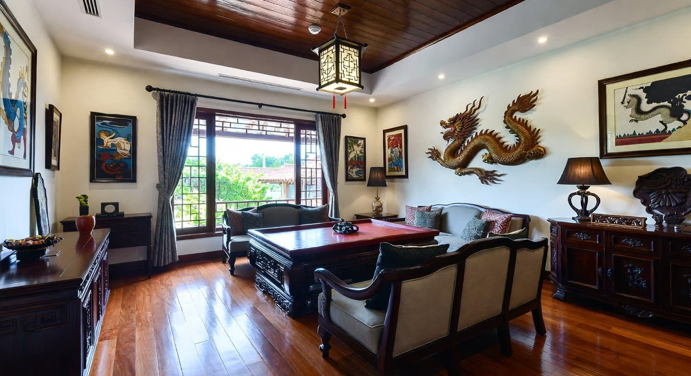 Vietnamese game room interior design - featuring vietnamese style furniture, decor, colors, and layout ideas for your game room