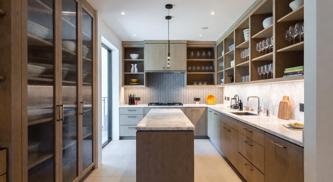 Zen butler's pantry interior design - featuring zen style furniture, decor, colors, and layout ideas for your butler's pantry