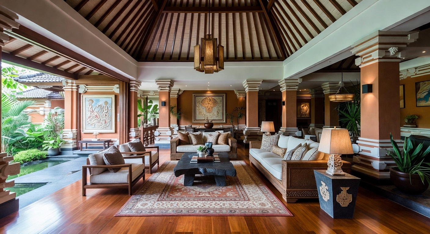 Balinese Living Room Design Ideas | AI Interior Design | NewInterior AI