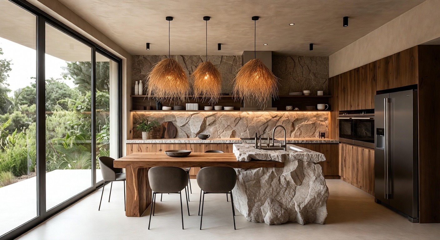Biophilic Kitchen Design Ideas | AI Interior Design | NewInterior AI