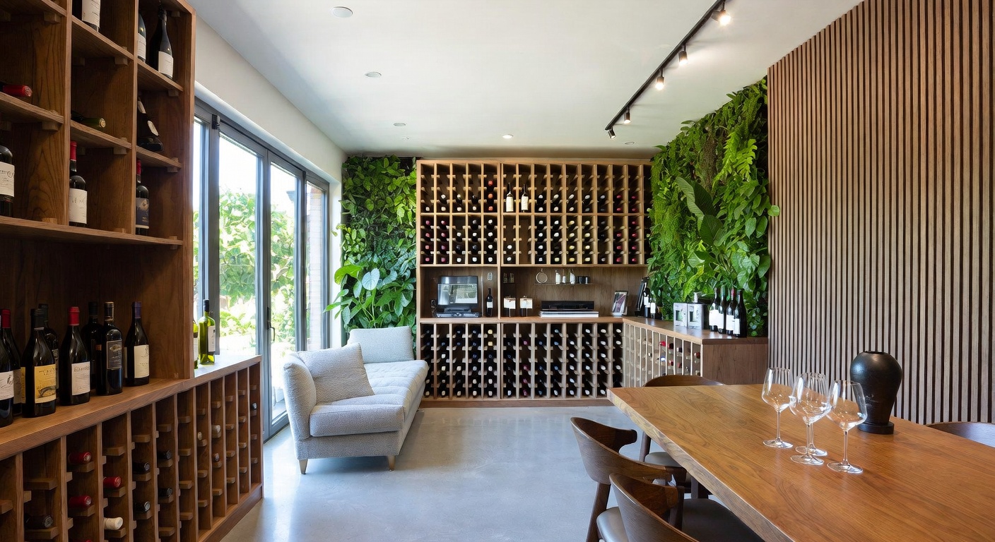 Biophilic Wine Cellar Design Ideas | AI Interior Design | NewInterior AI