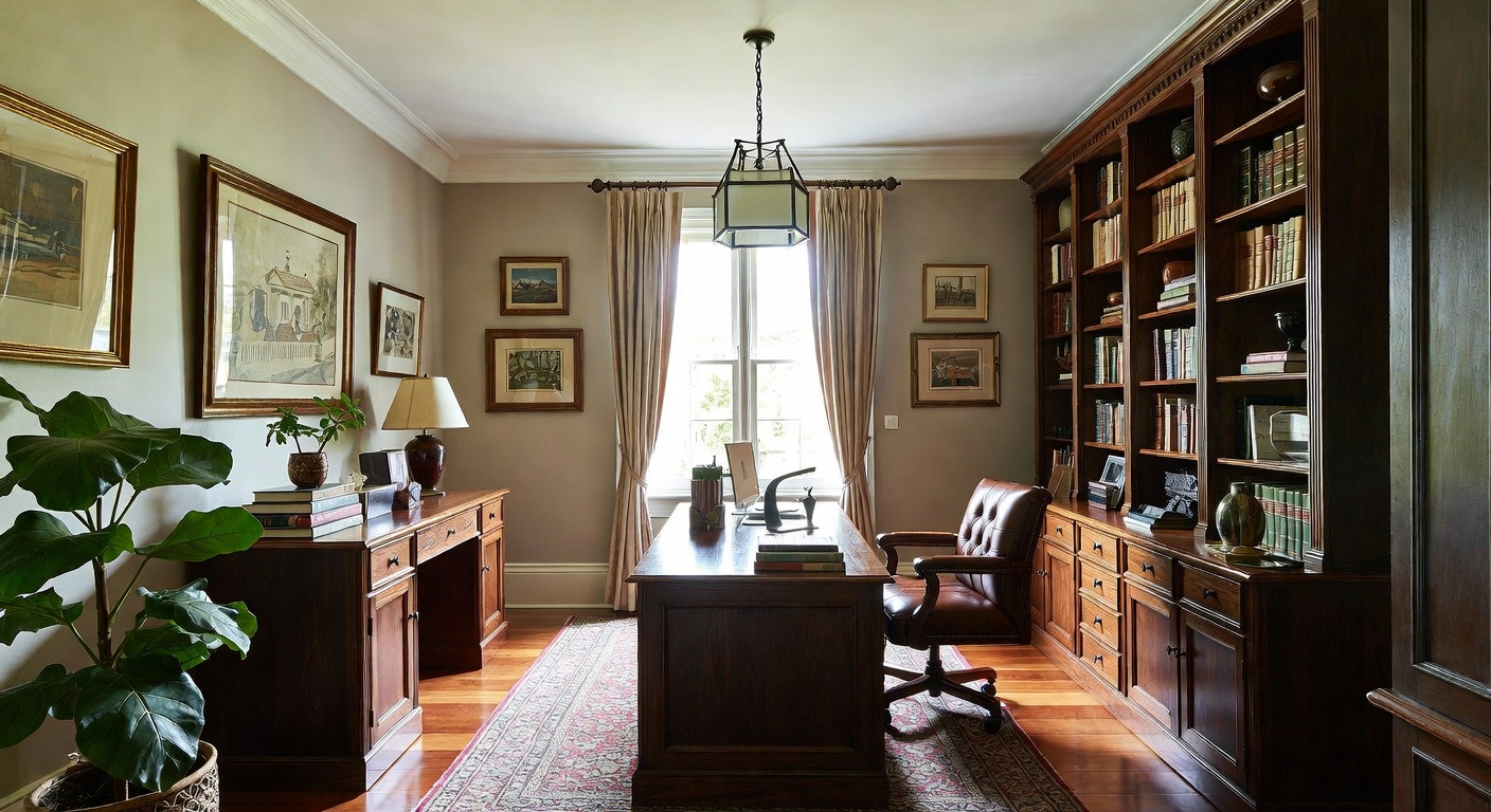 British Colonial Home Office Design Ideas | AI Interior Design ...