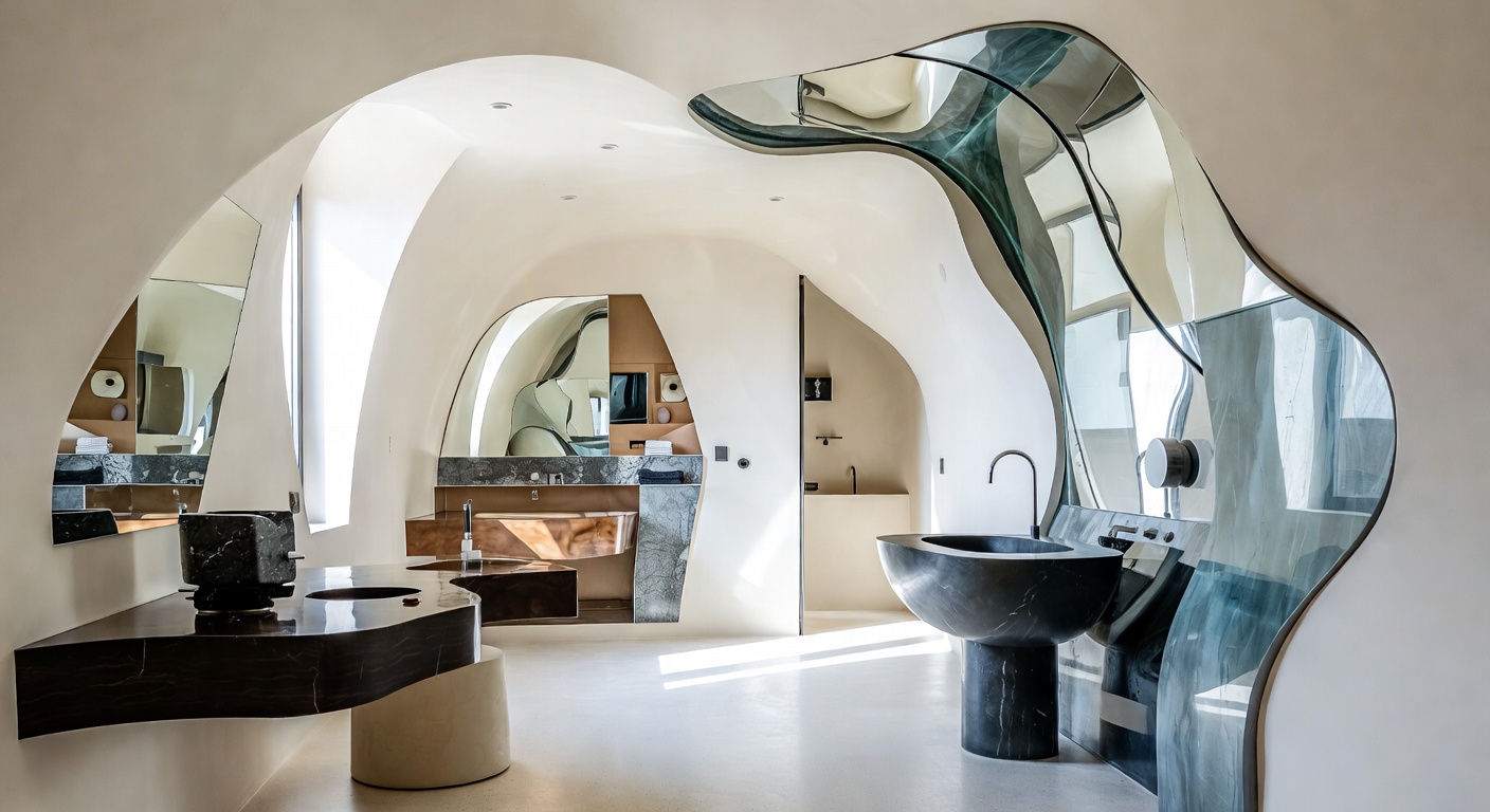 Deconstructivism Powder Room Design Ideas | AI Interior Design ...