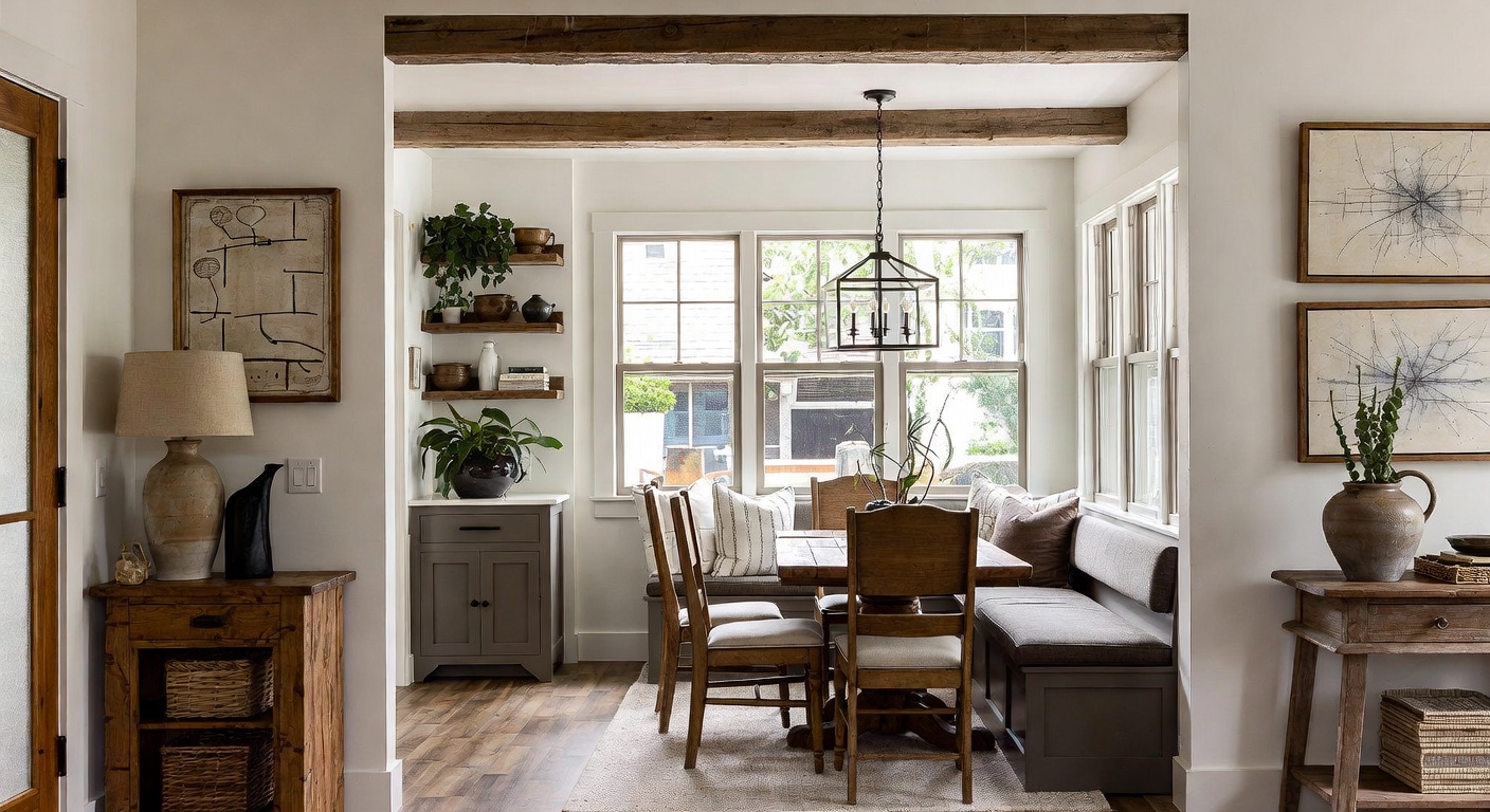 Farmhouse Breakfast Nook Design Ideas | AI Interior Design | NewInterior AI