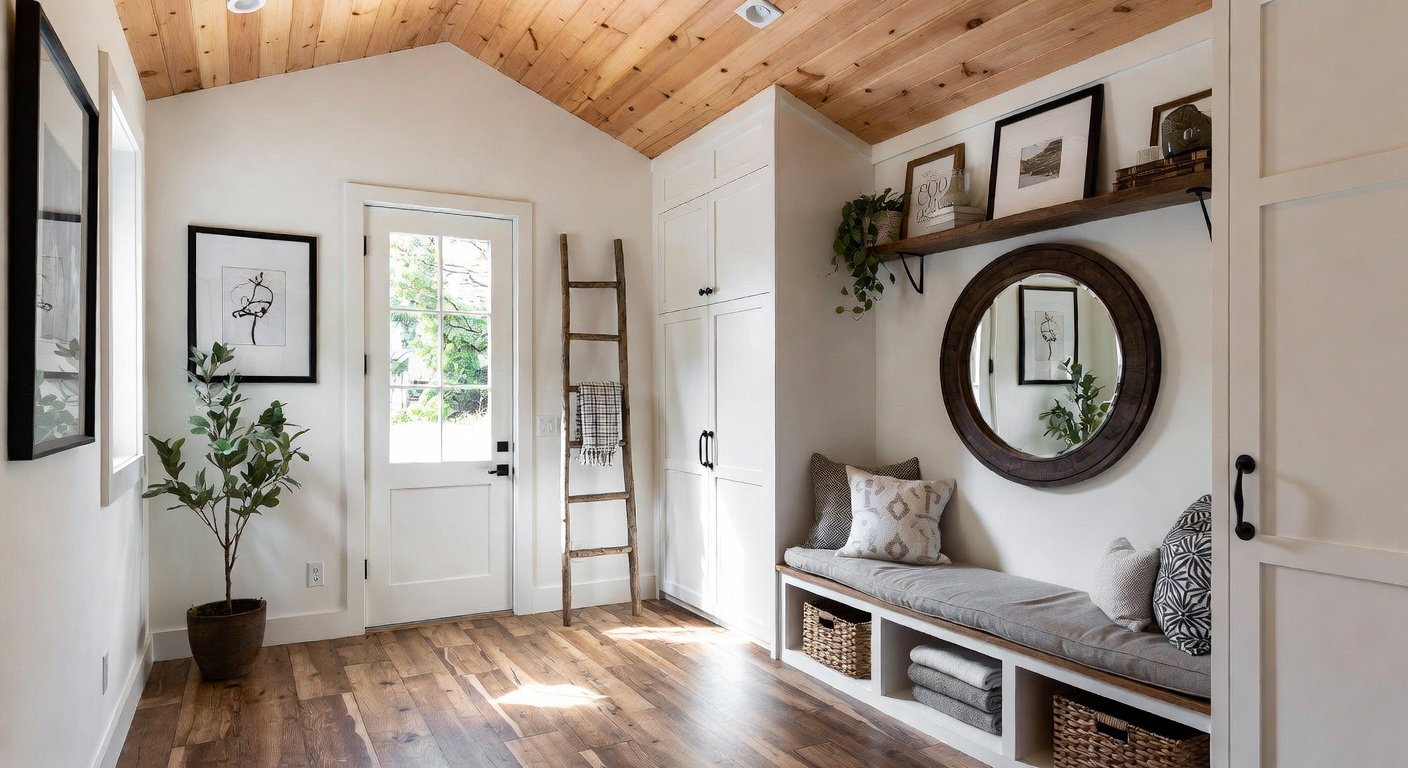 Farmhouse Mudroom Design Ideas | AI Interior Design | NewInterior AI