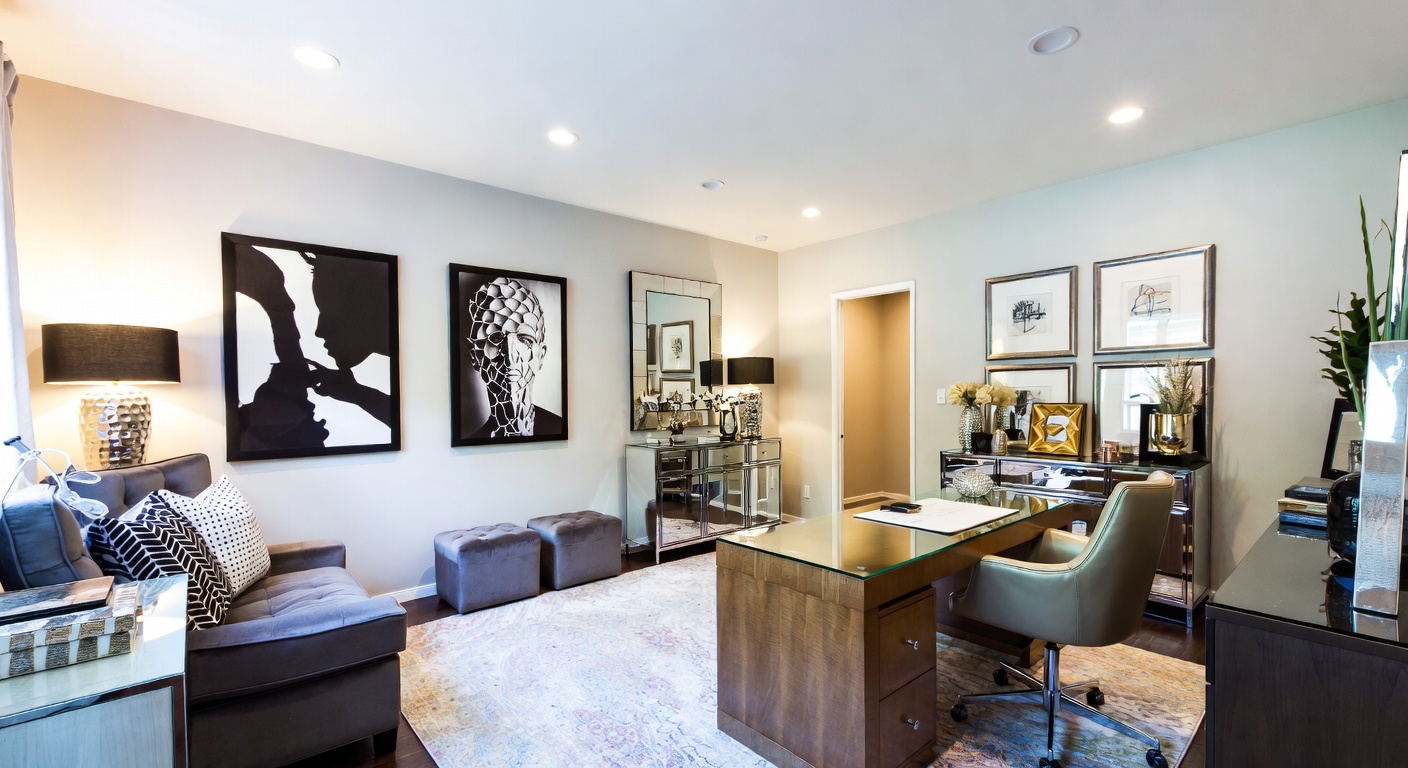 Glam Home Office Design Ideas | AI Interior Design | NewInterior AI