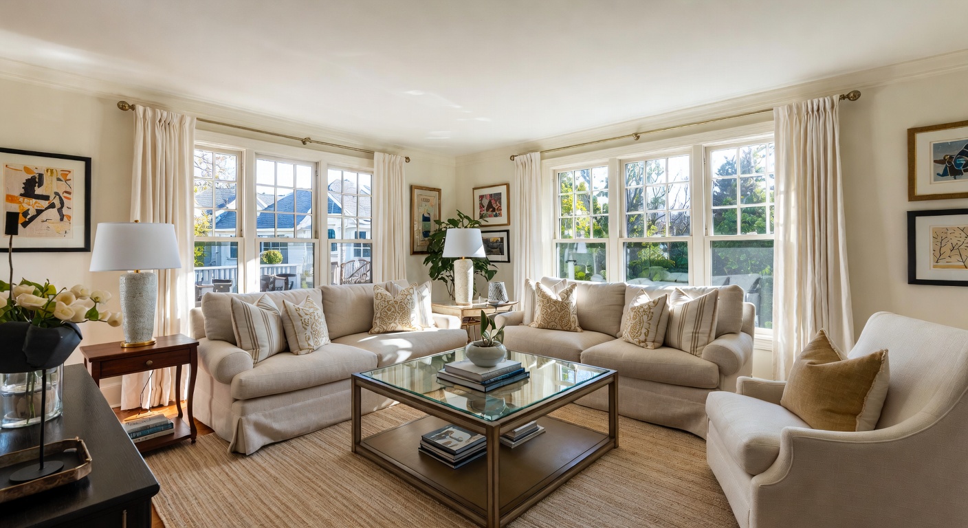 Hamptons Living Room Design Ideas | AI Interior Design | NewInterior AI