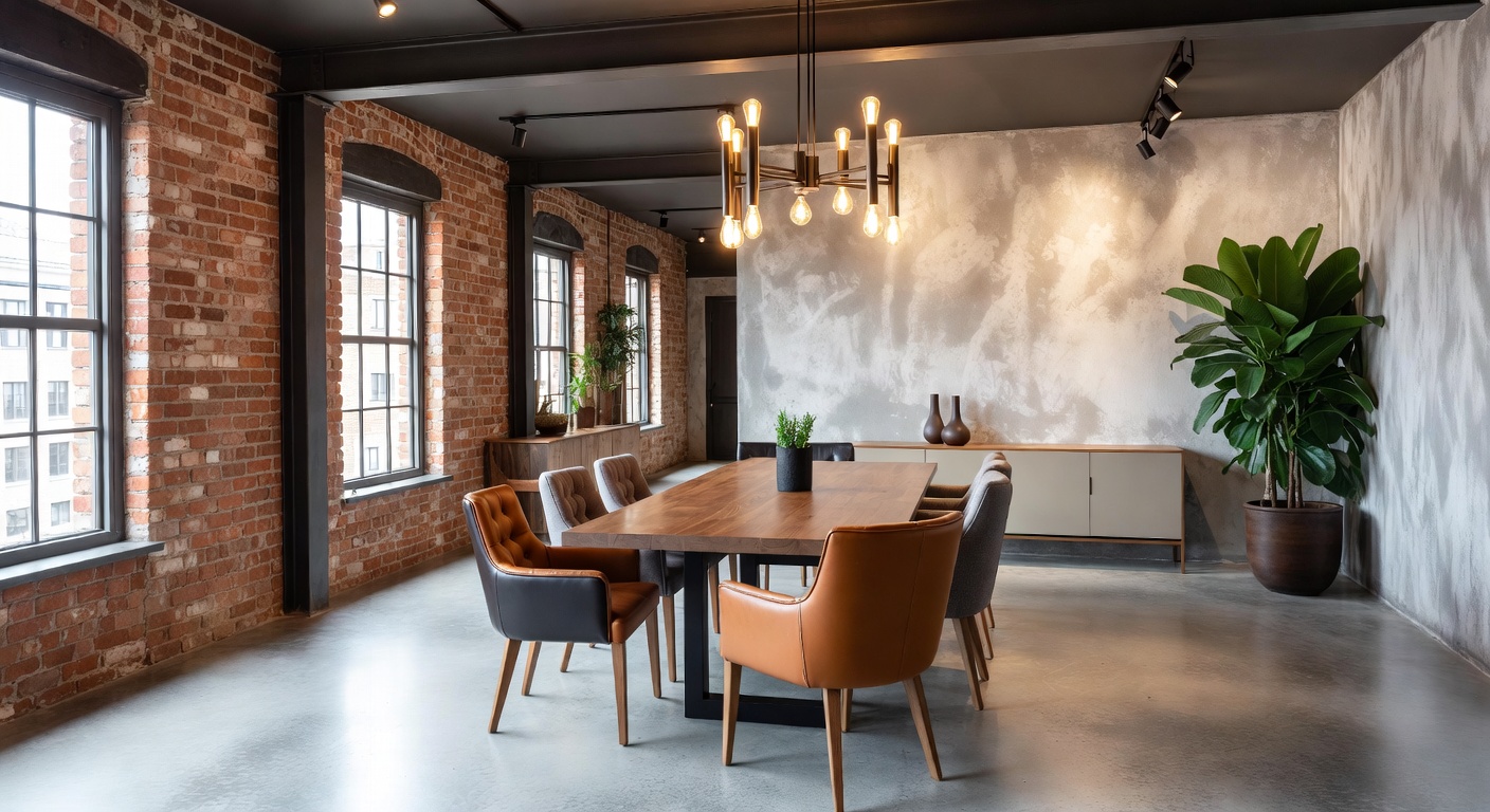 Industrial Dining Room Design Ideas | AI Interior Design | NewInterior AI