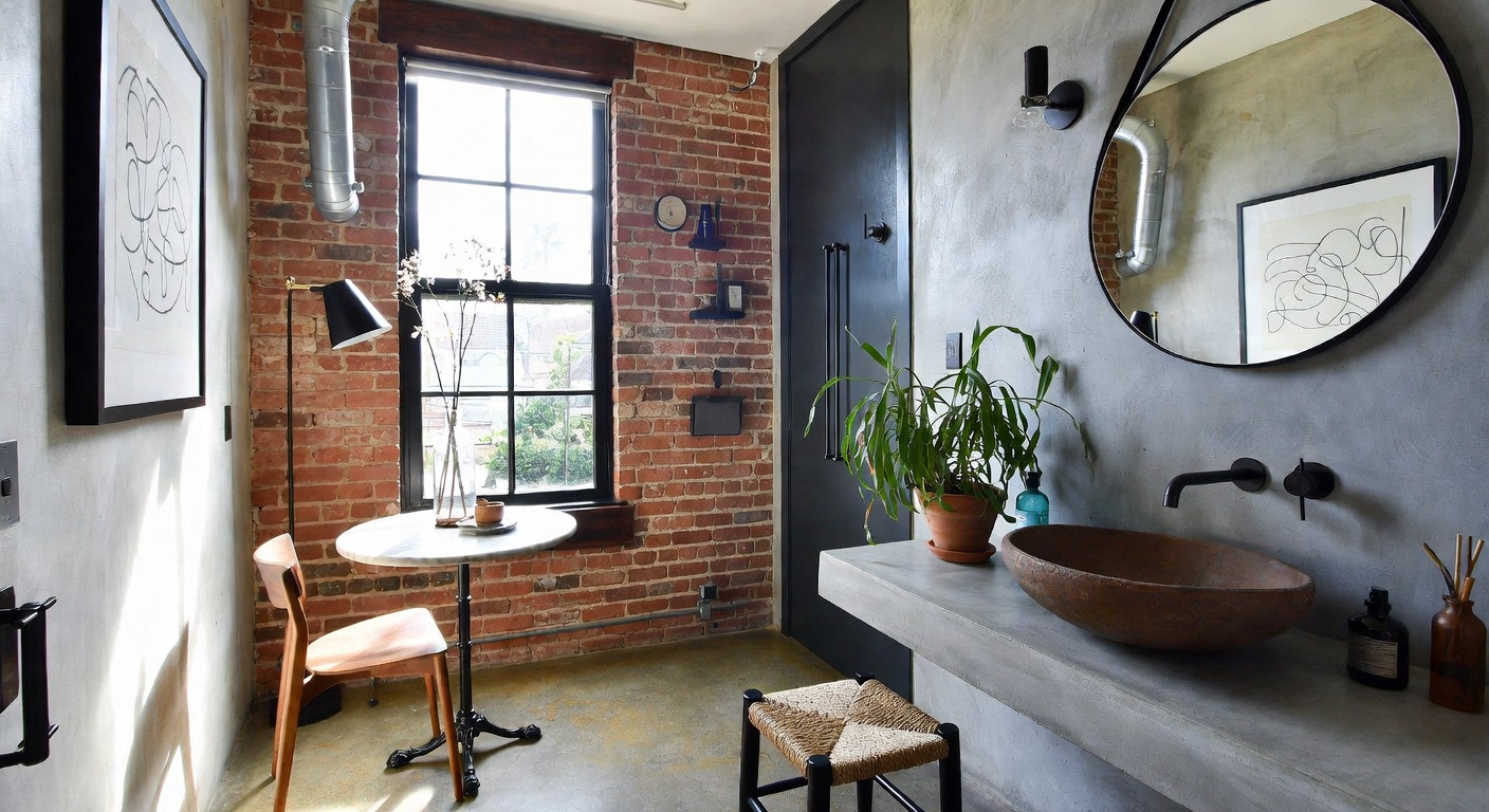 Industrial Powder Room Design Ideas | AI Interior Design | NewInterior AI