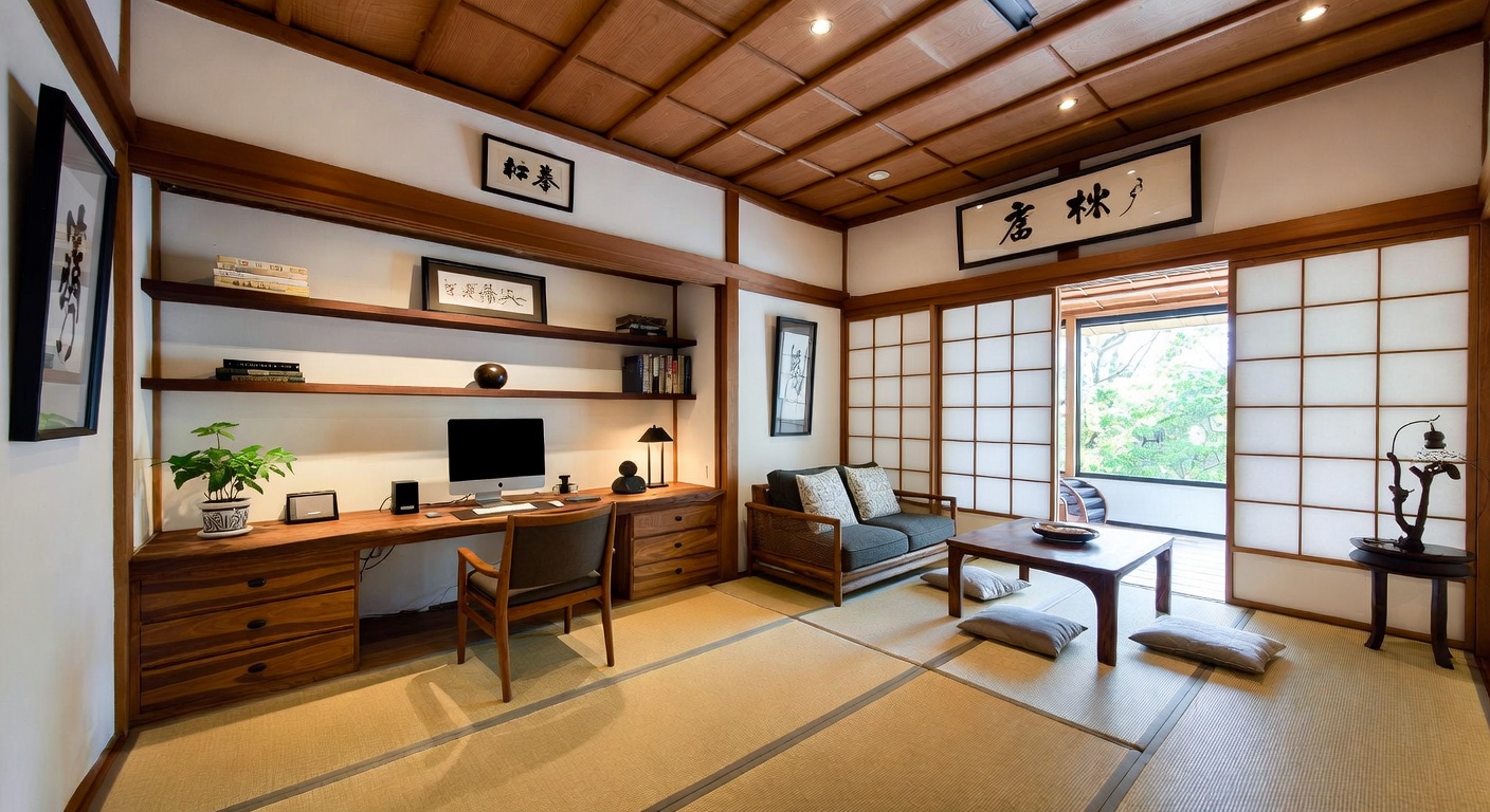 Japanese Home Office Design Ideas | AI Interior Design | NewInterior AI