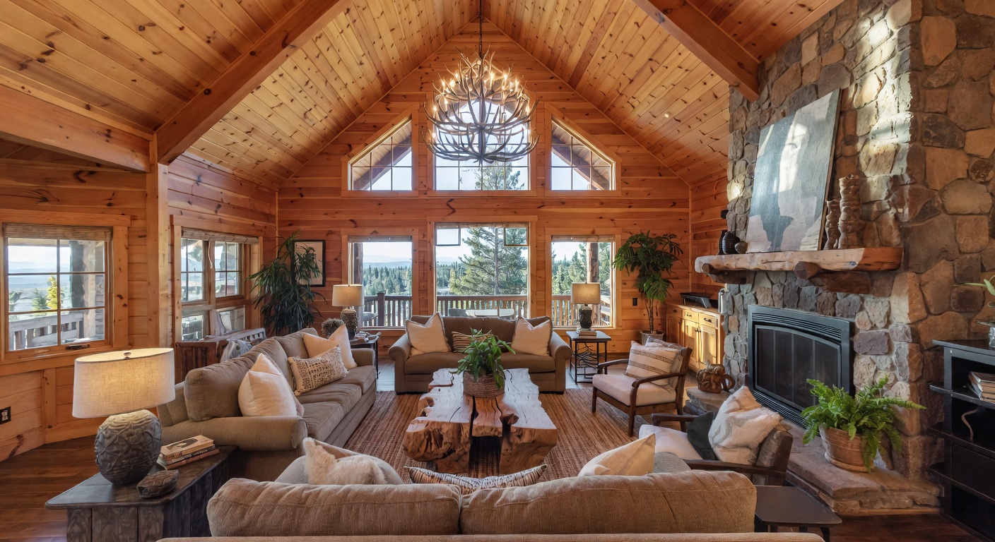 Lodge Living Room Design Ideas | AI Interior Design | NewInterior AI
