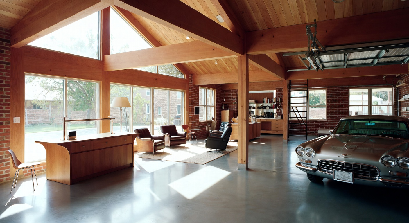 Mid-Century Modern Garage Interior Design Ideas | AI Interior Design ...