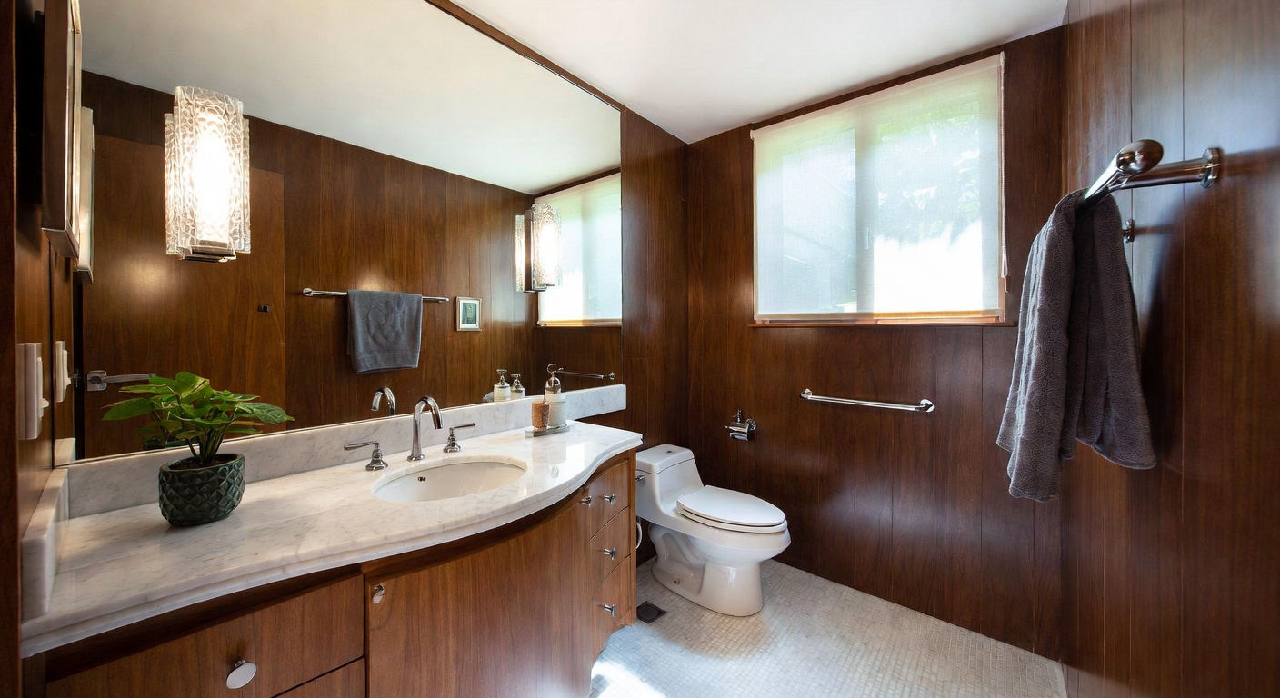 Mid-Century Modern Powder Room Design Ideas | AI Interior Design ...