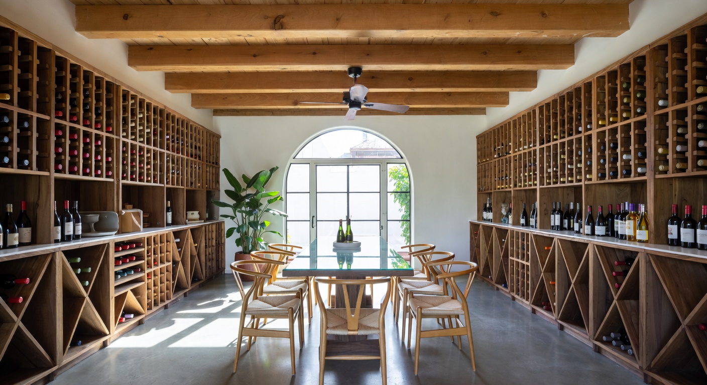 Mid-Century Modern Wine Cellar Design Ideas | AI Interior Design ...