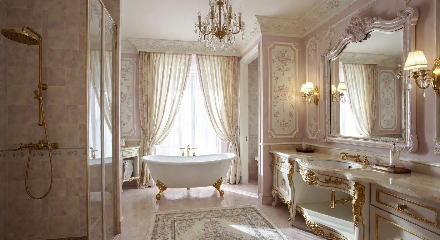 Rococo Bathroom Design Ideas | AI Interior Design | NewInterior AI