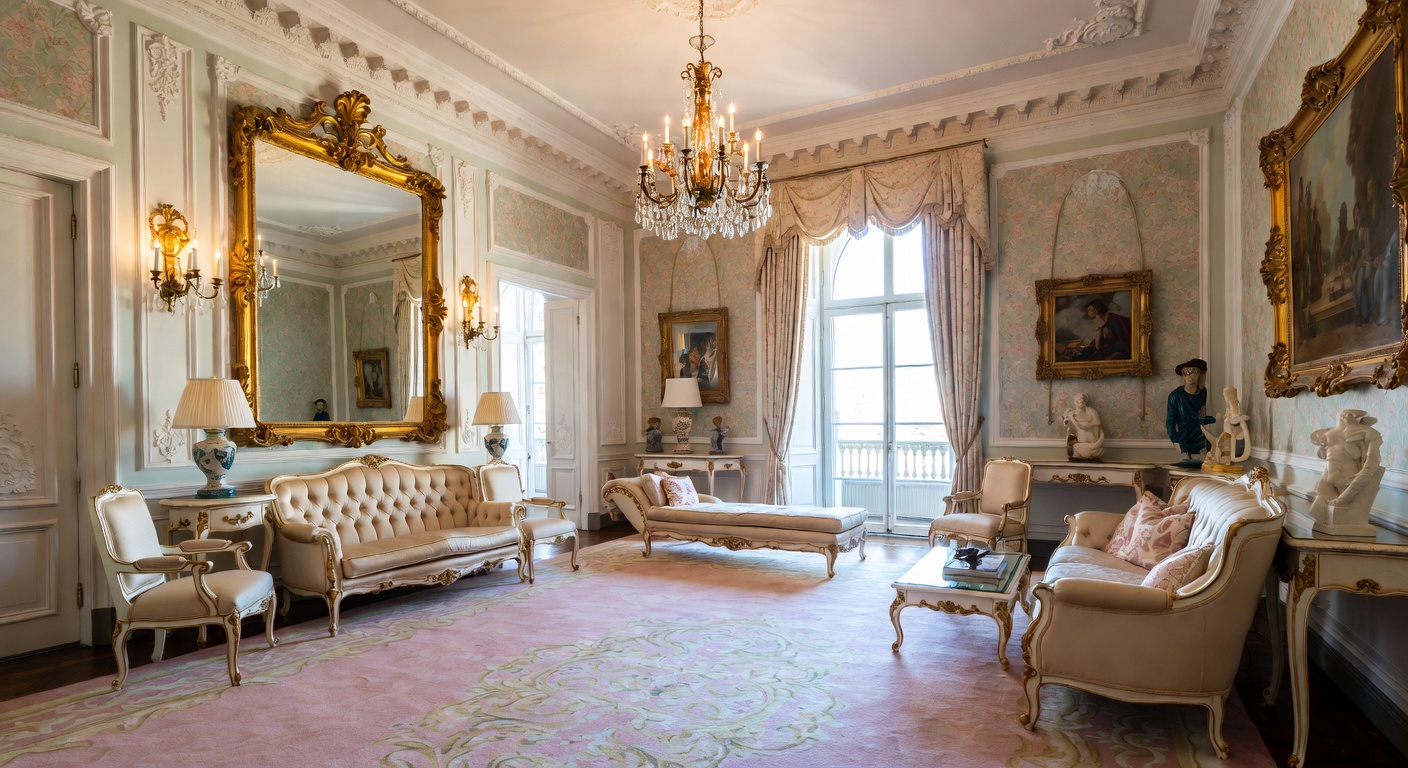 Rococo Living Room Design Ideas | AI Interior Design | NewInterior AI