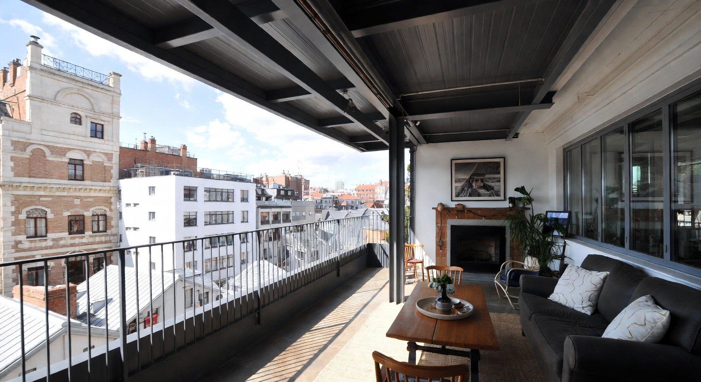 Soft Industrial Balcony / Terrace Design Ideas | AI Interior Design ...