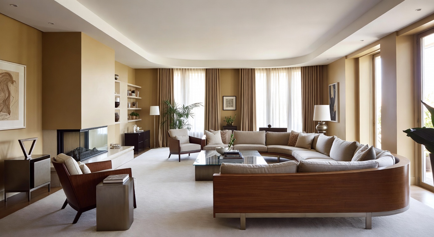Streamline Moderne Living Room Design Ideas | AI Interior Design ...