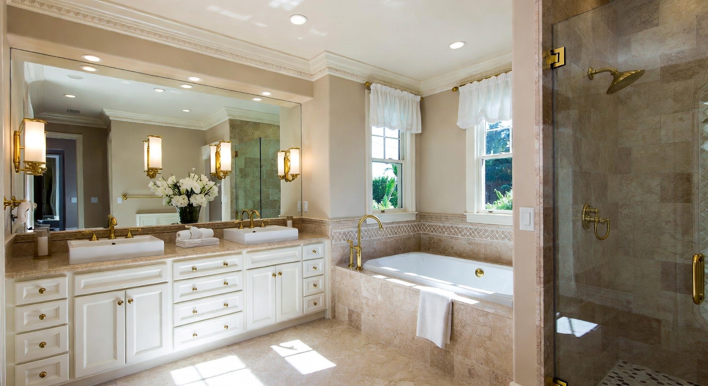 Transitional Bathroom Design Ideas | AI Interior Design | NewInterior AI