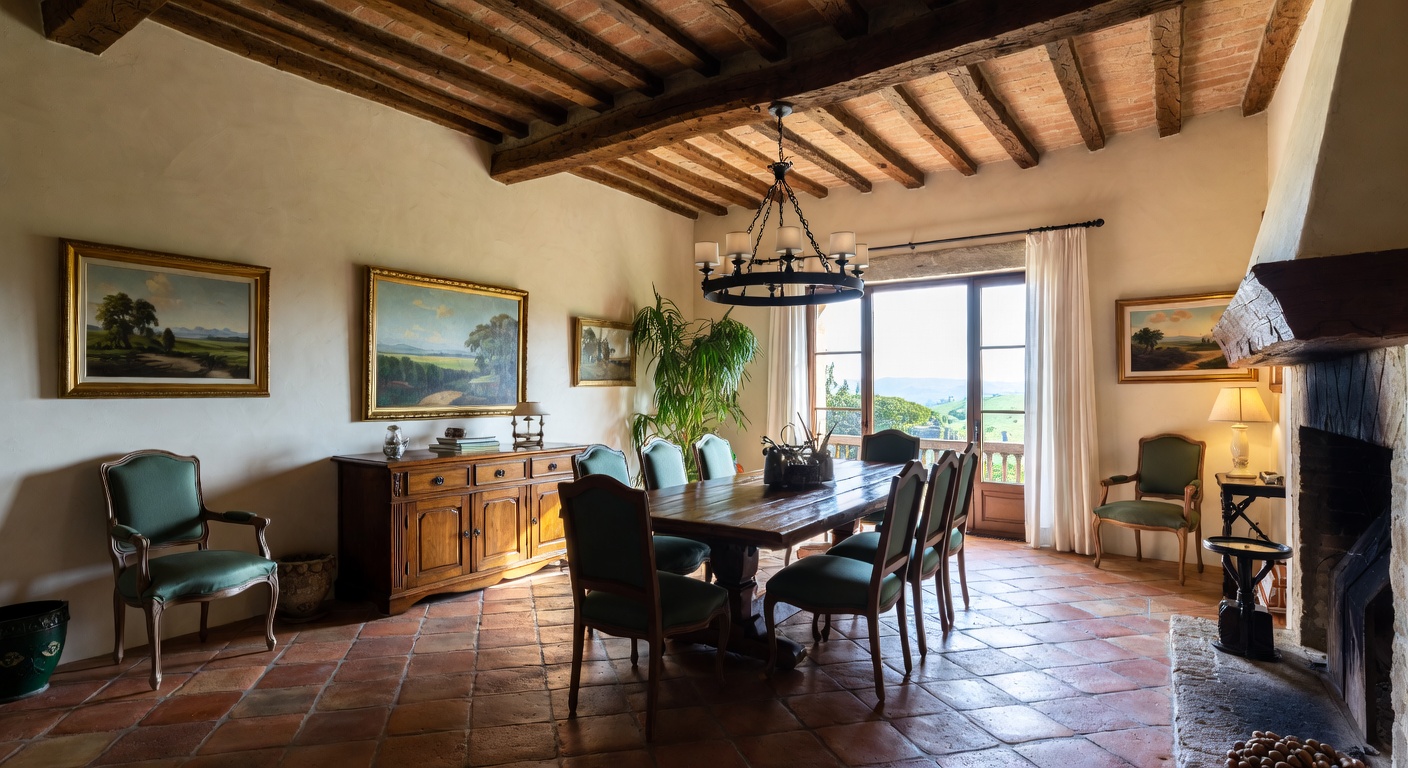 Tuscan Dining Room Design Ideas | AI Interior Design | NewInterior AI