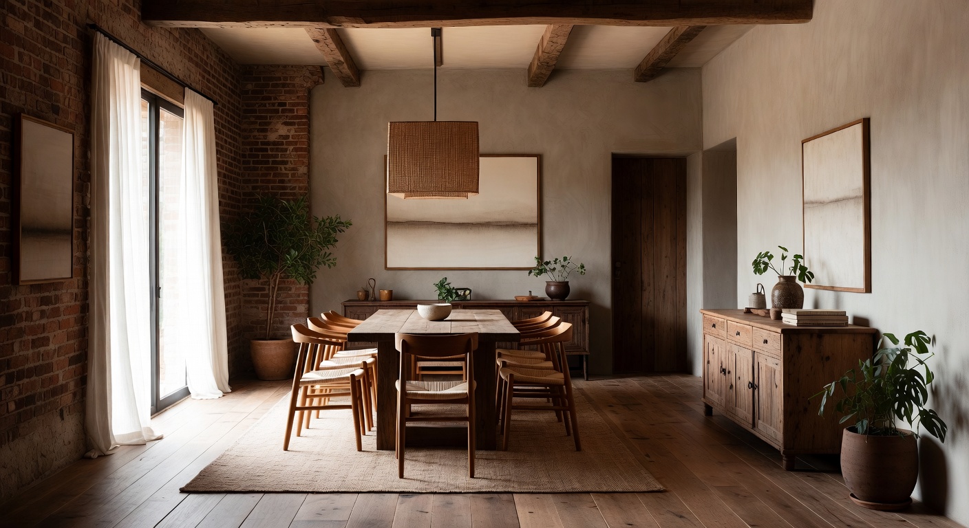 Wabi-Sabi Dining Room Design Ideas | AI Interior Design | NewInterior AI